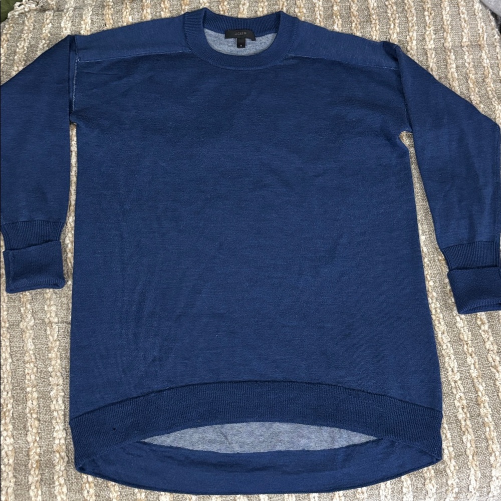J Crew Crew Neck‎ Merino Wool Women’s Blend Blue Sweater S